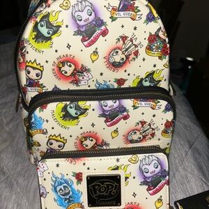 Loungefly POP Disney Villains Tattoo Mini Backpack and Wallet